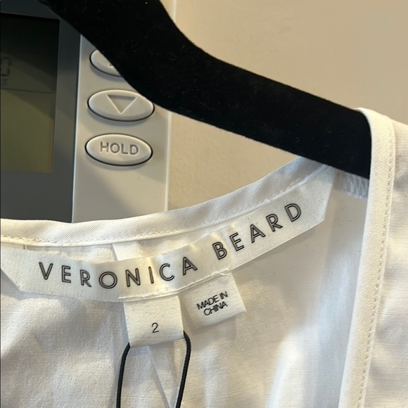 Veronica Beard  Basso Stretch Cotton Sleeveless Peplum Top White NWT - Picture 7 of 13
